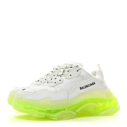 Balenciaga Fabric Mesh Clear Sole Fluo Womens Triple S Sneakers 38 White Fluo Yellow 3 of 9