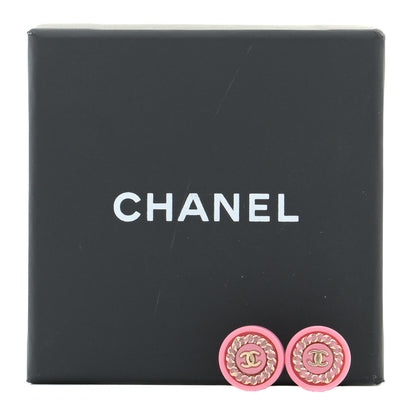 Chanel Resin Chain CC Round Earrings Gold Pink 7 of 7