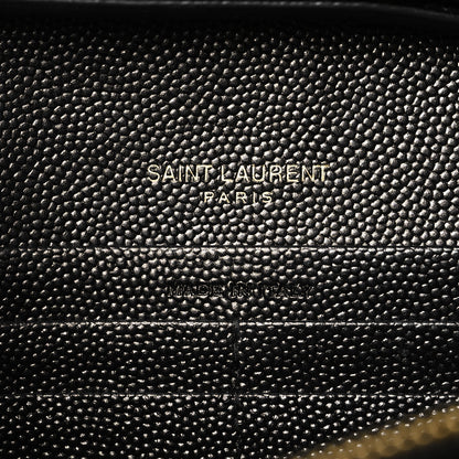 Saint Laurent Grain De Poudre Matelasse Chevron Monogram Chain Wallet Black 7 of 13