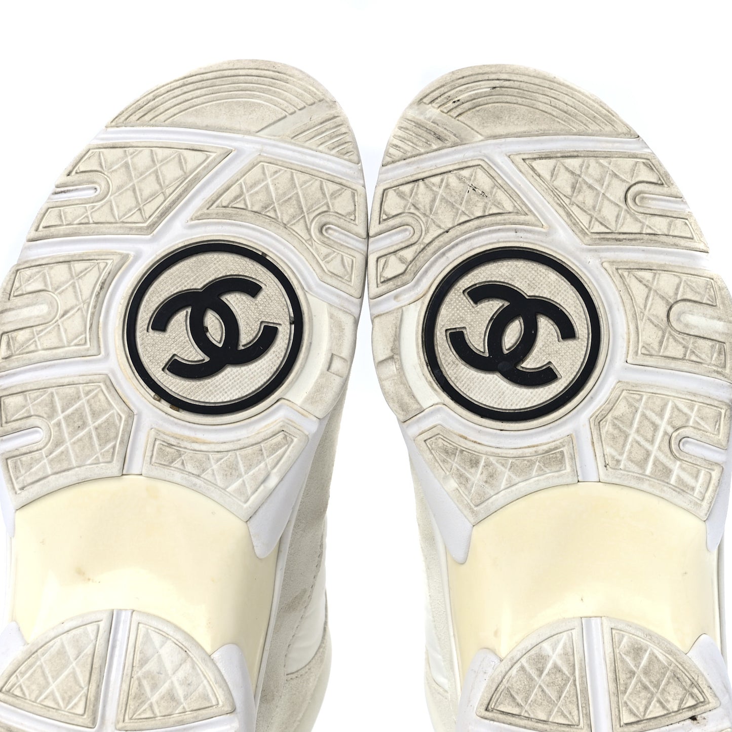 Suede Calfskin Fabric CC Sneakers 38 White