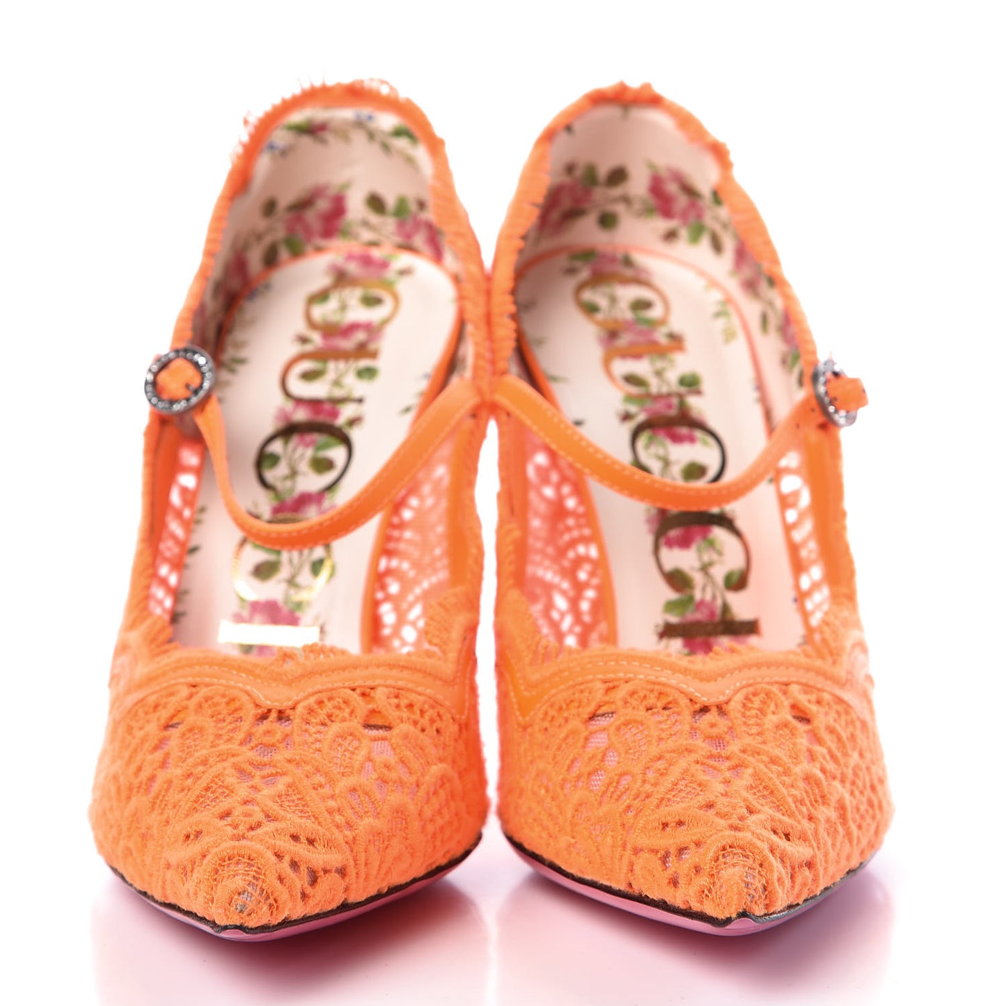 Lace Pizzo Venice Pumps 35.5 Orange Fluo