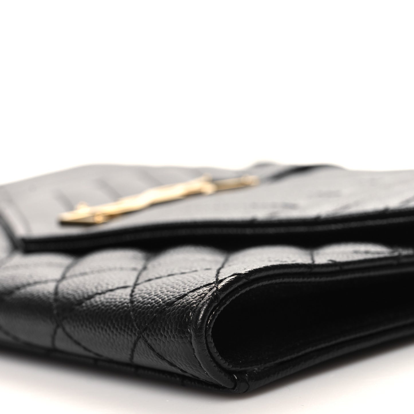 SAINT LAURENT Grain De Poudre Matelasse Chevron Monogram Envelope Clutch Black