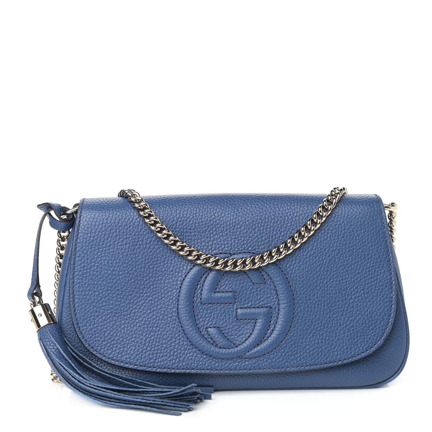 Gucci Pebbled Calfskin Medium Soho Flap Crossbody Caspian 1 of 9