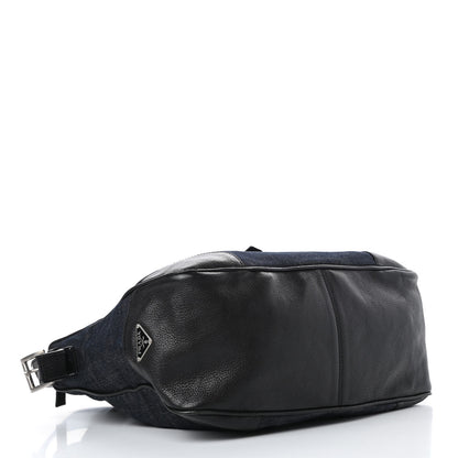 Prada Denim Goatskin Messenger Bleu 4 of 15