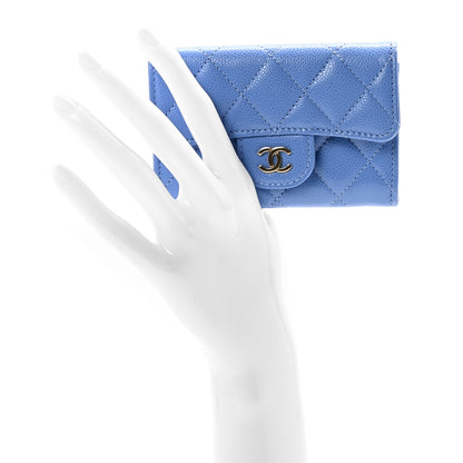 Chanel Caviar Quilted Flap Card Holder Wallet Blue 2 of 9