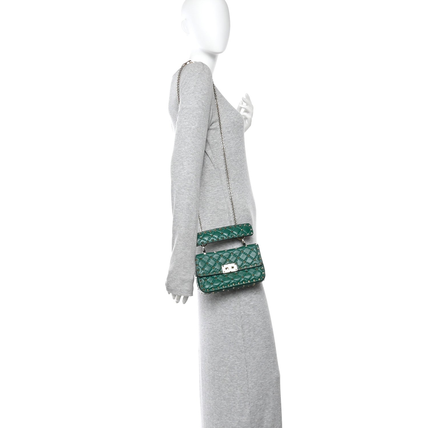 Valentino Garavani Nappa Small Rockstud Spike Shoulder Bag Gea Green 2 of 9