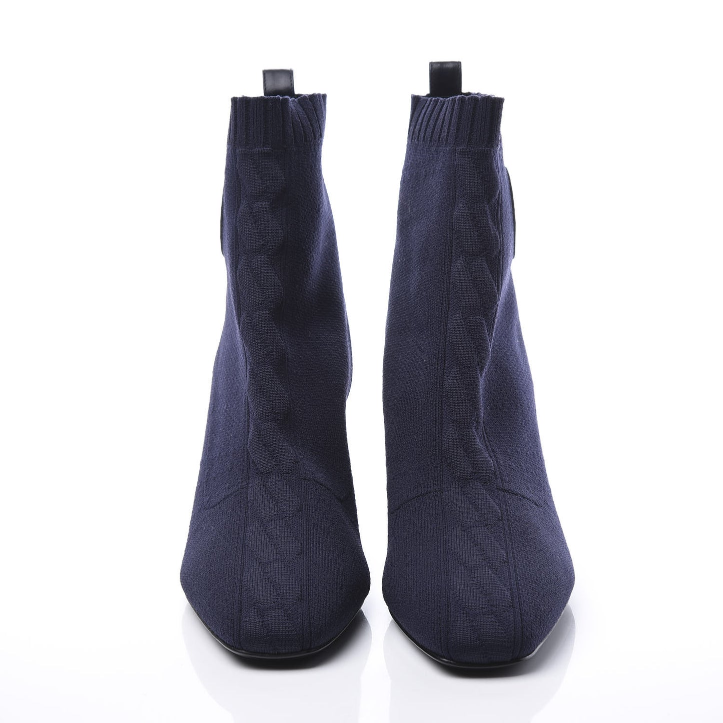 Knit Calfskin Volver Ankle Boots 36.5 Bleu Diplomatique