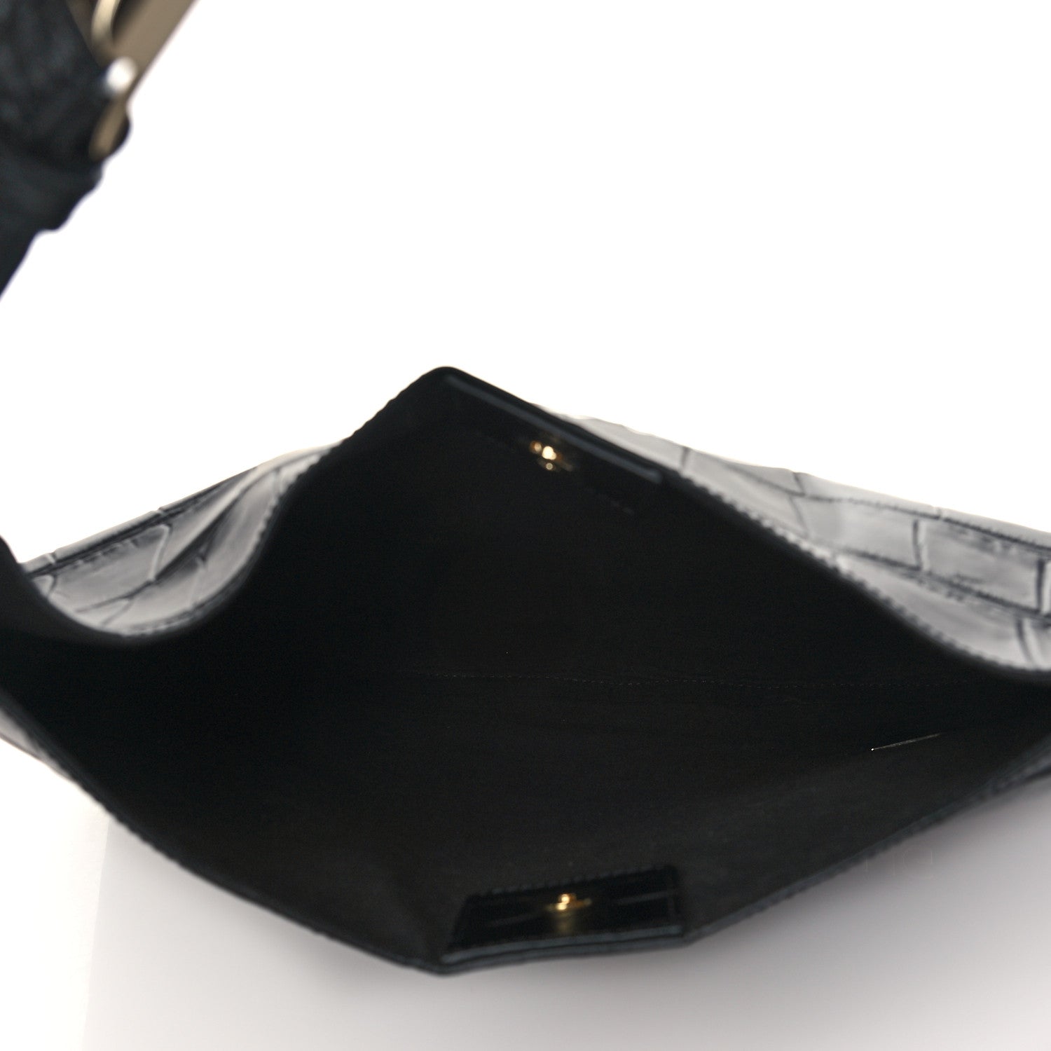 Givenchy Calfskin Crocodile Embossed Small HDG Hobo Bag Black 4 of 8