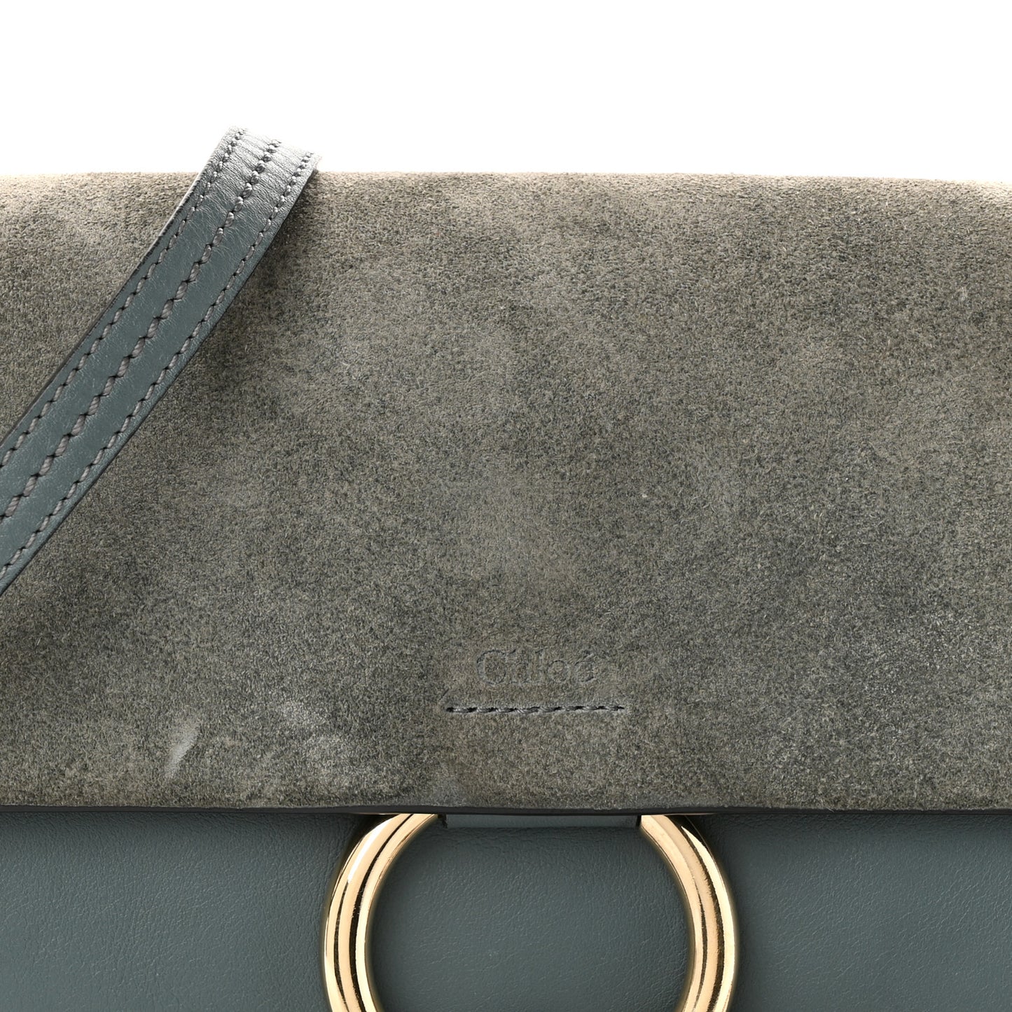 Suede Calfskin Small Faye Shoulder Bag Cloudy Blue