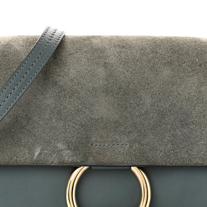 Chloe Suede Calfskin Small Faye Shoulder Bag Cloudy Blue 7 of 9