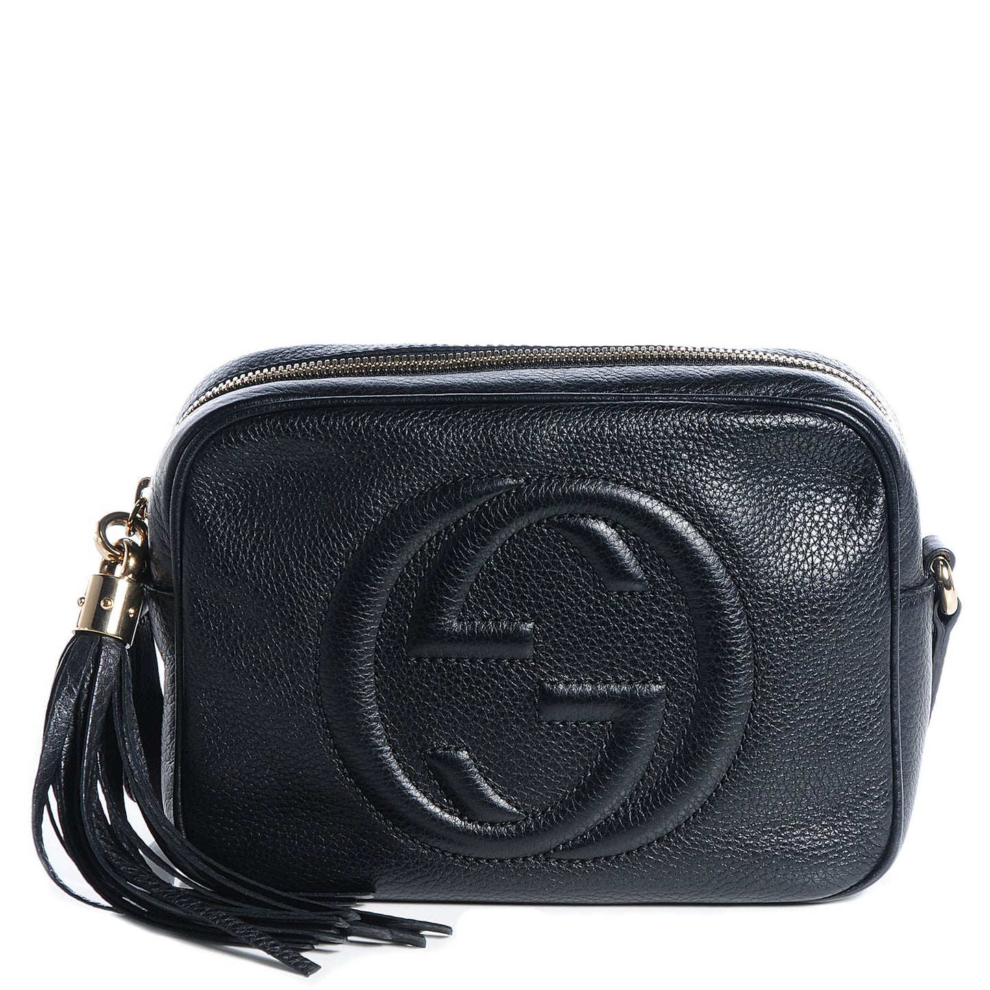 Pebbled Calfskin Small Soho Disco Bag Black