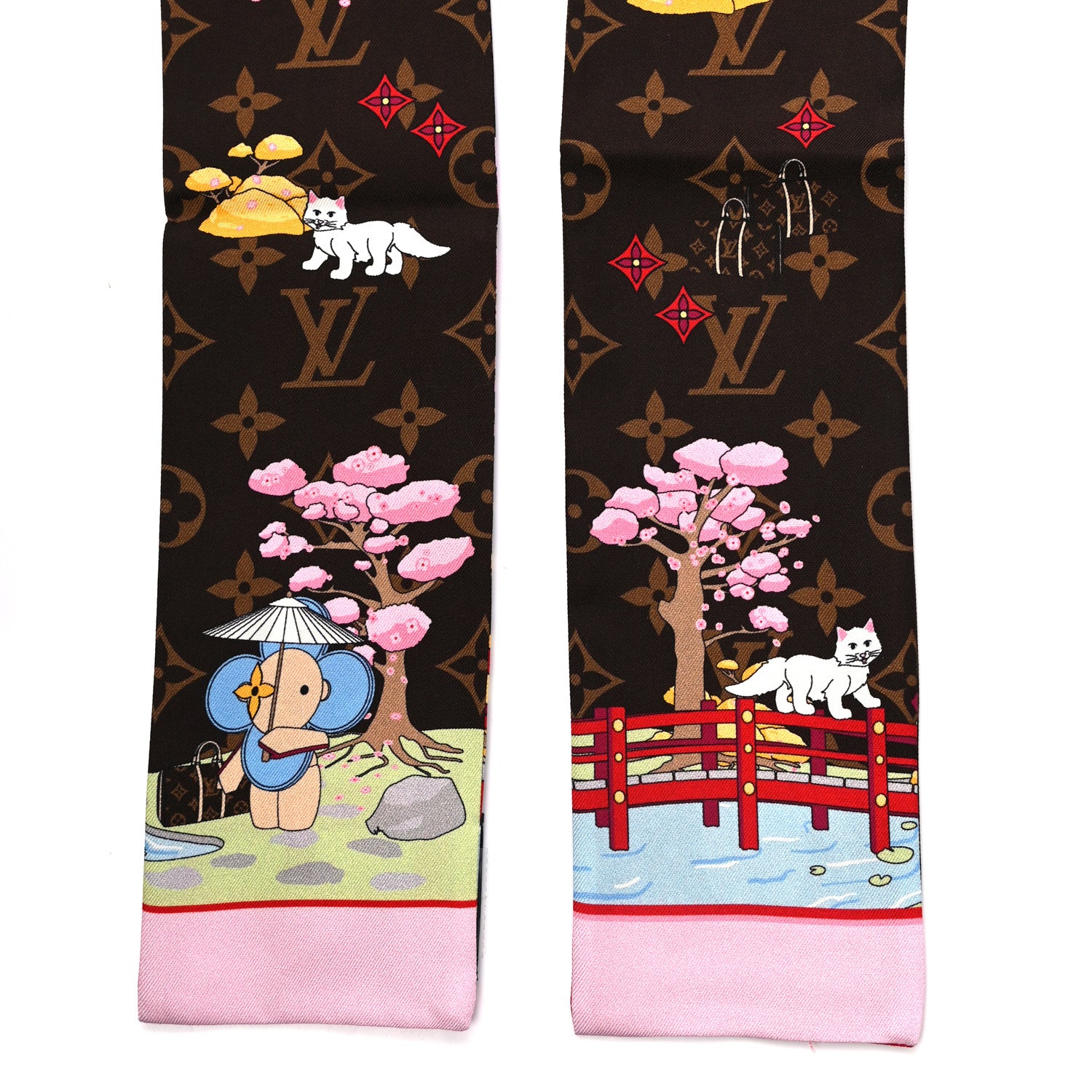 Louis Vuitton Silk Monogram 2021 Christmas Animation Japanese Garden Bandeau Marron 3 of 3