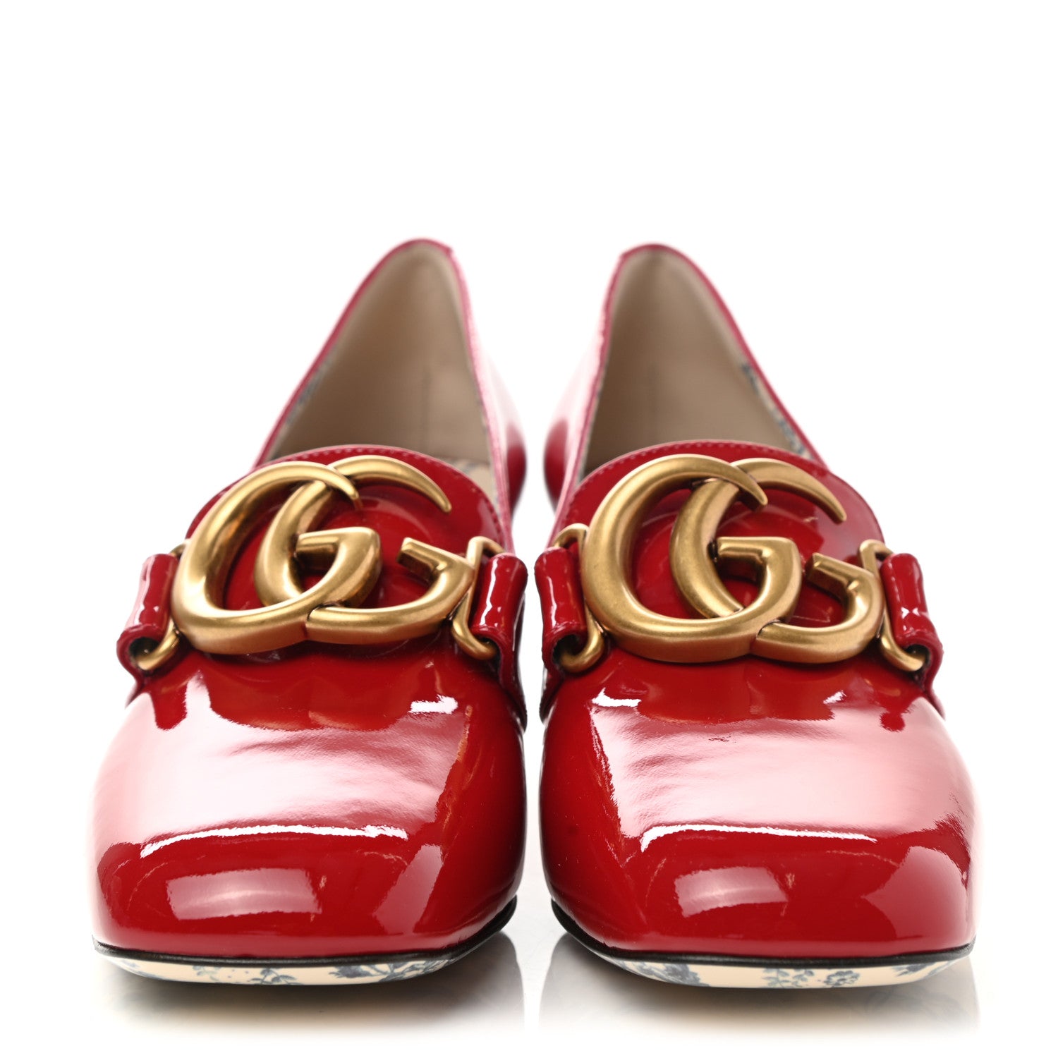 Gucci Vernice GG Victoire 55mm Loafer Pumps 35.5 Hibiscus Red 2 of 11
