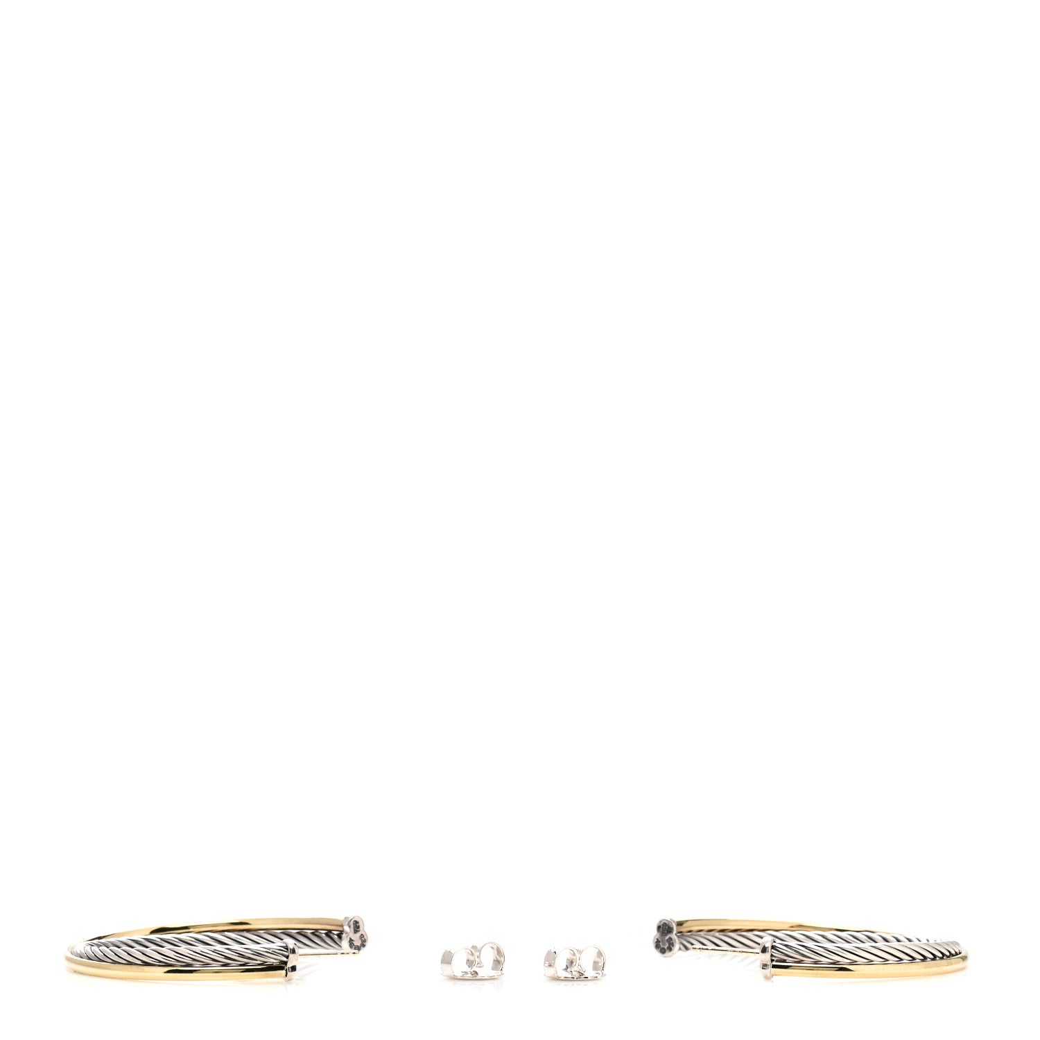 David Yurman Sterling Silver 18K Yellow Gold 44mm Extra Large Crossover Cable Hoop Earrings 4 of 4