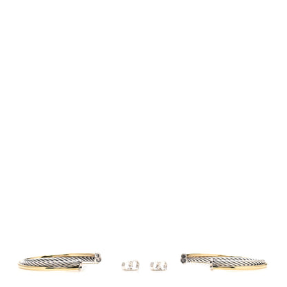 David Yurman Sterling Silver 18K Yellow Gold 44mm Extra Large Crossover Cable Hoop Earrings 4 of 4