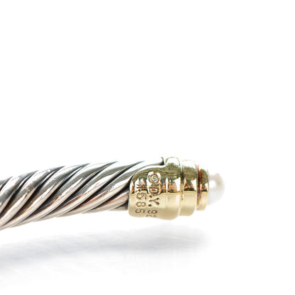 David Yurman Sterling Silver 14K Yellow Gold Pearl 5mm Cable Classics Petite Color Bracelet 4 of 6