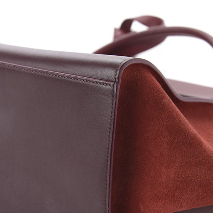Celine Drummed Calfskin Suede Medium Trapeze Burgundy 8 of 10