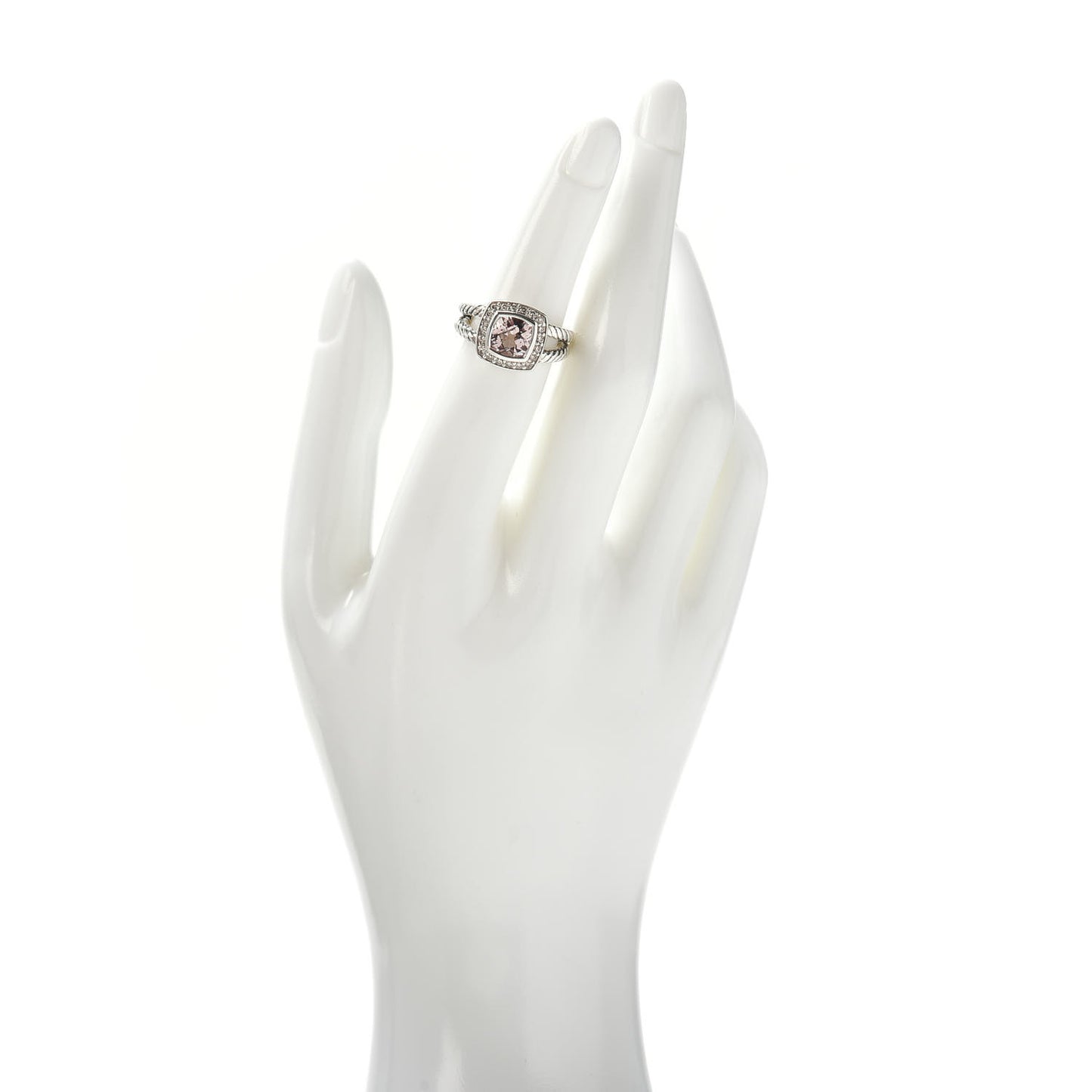 Sterling Silver Diamond Morganite 7mm Petite Albion Ring 49 5