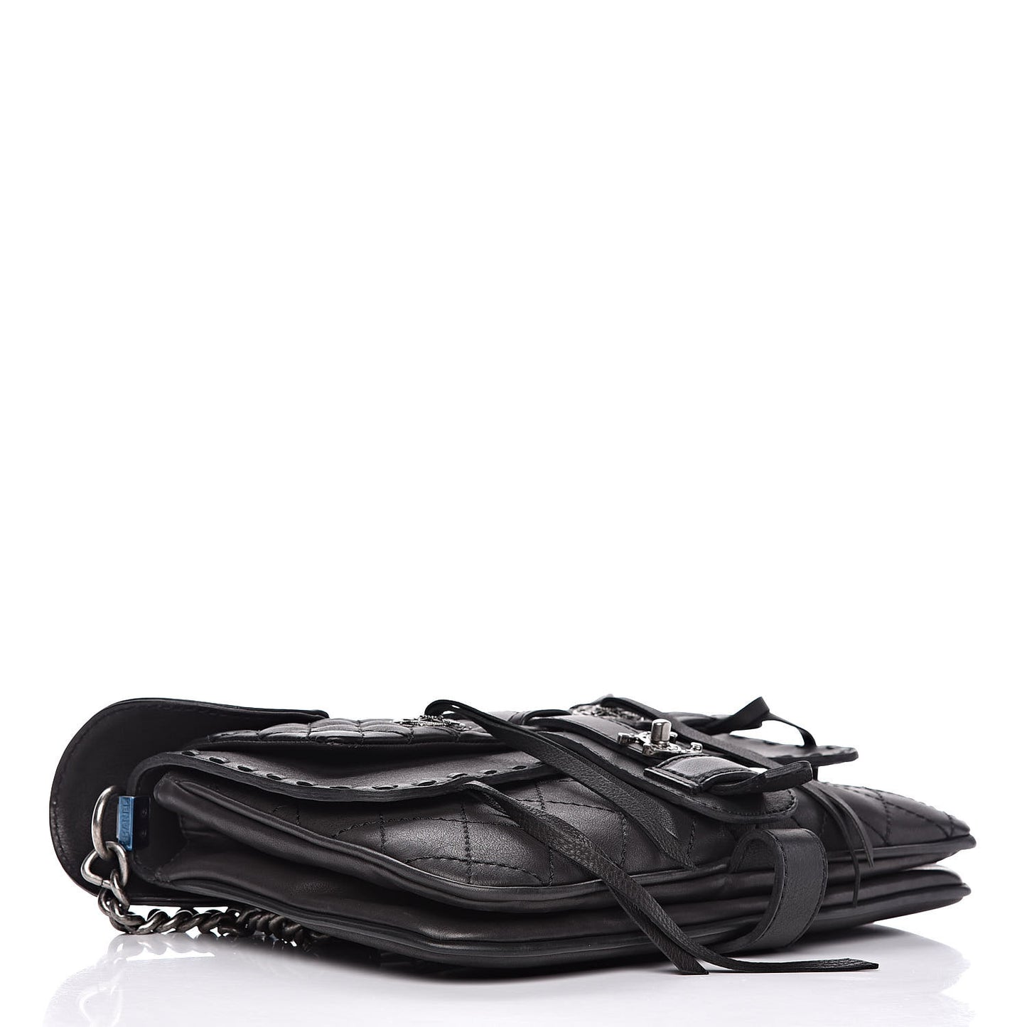 Calfskin Quilted Large Ride My Bag Messenger Black