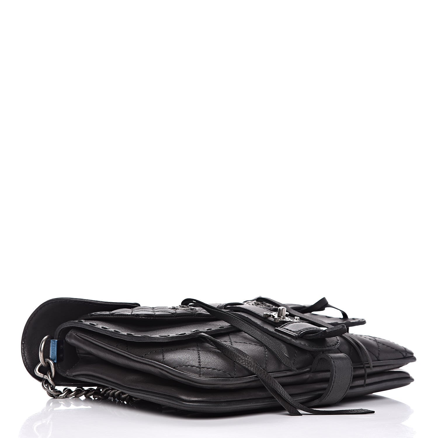 Chanel Calfskin Quilted Large Ride My Bag Messenger Black 4 of 13