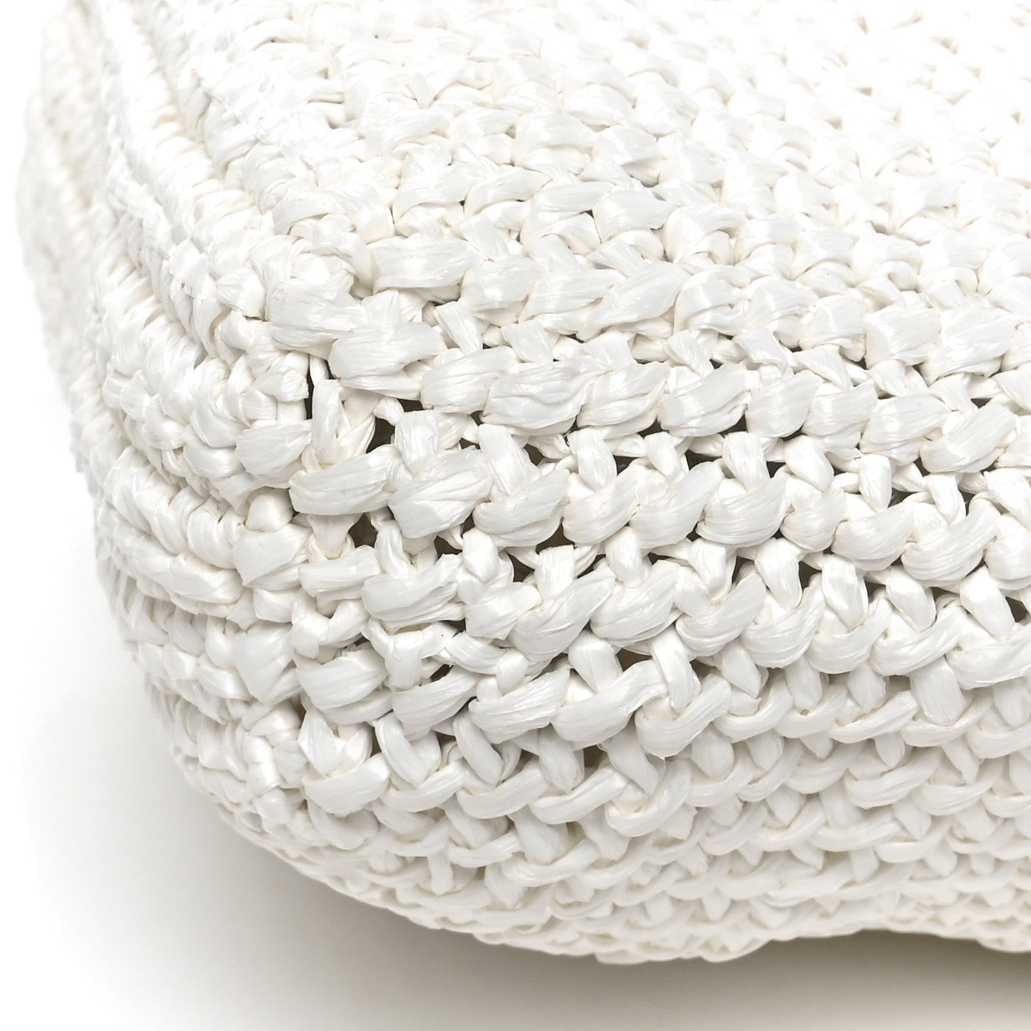 Prada Yarn Raffia Effect Crochet Embroidered Small Logo Tote White 10 of 10