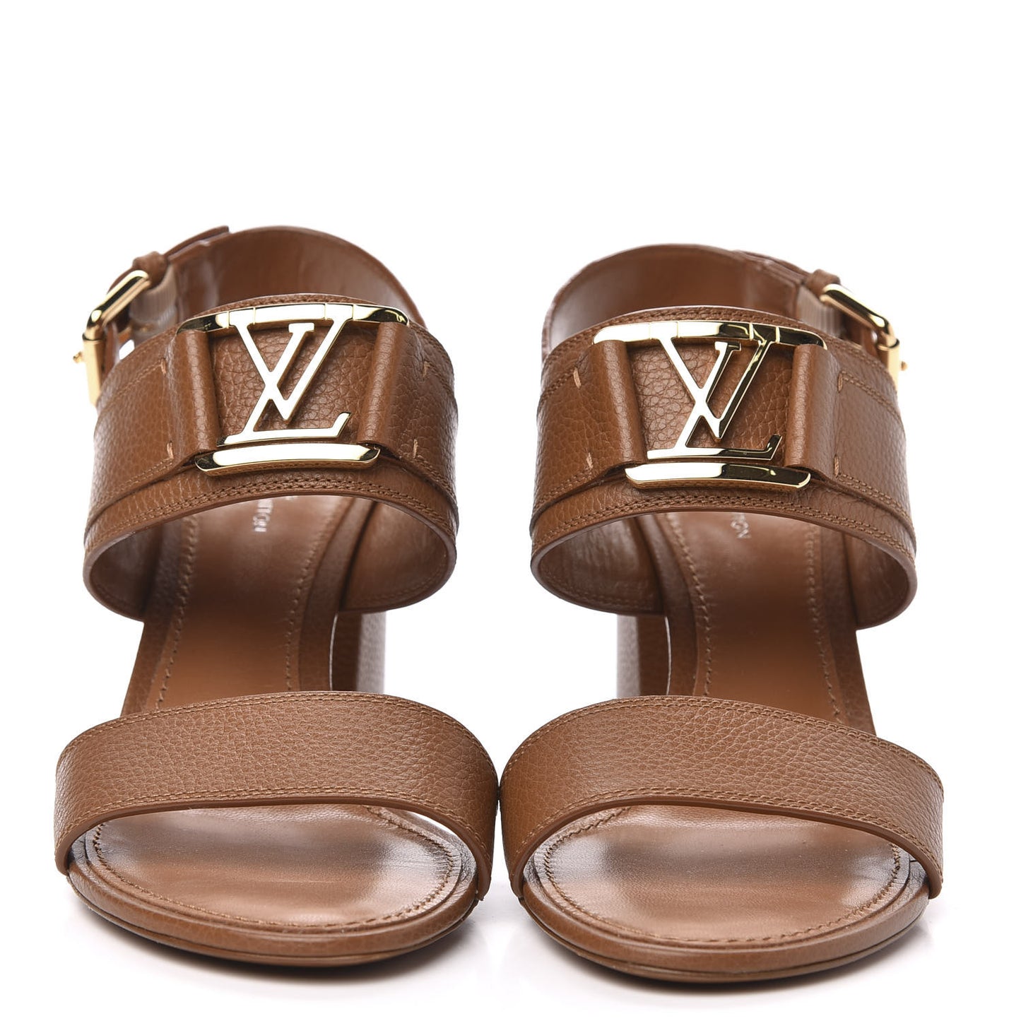 Grained Calfskin Horizon Sandals 37 Cognac Brown