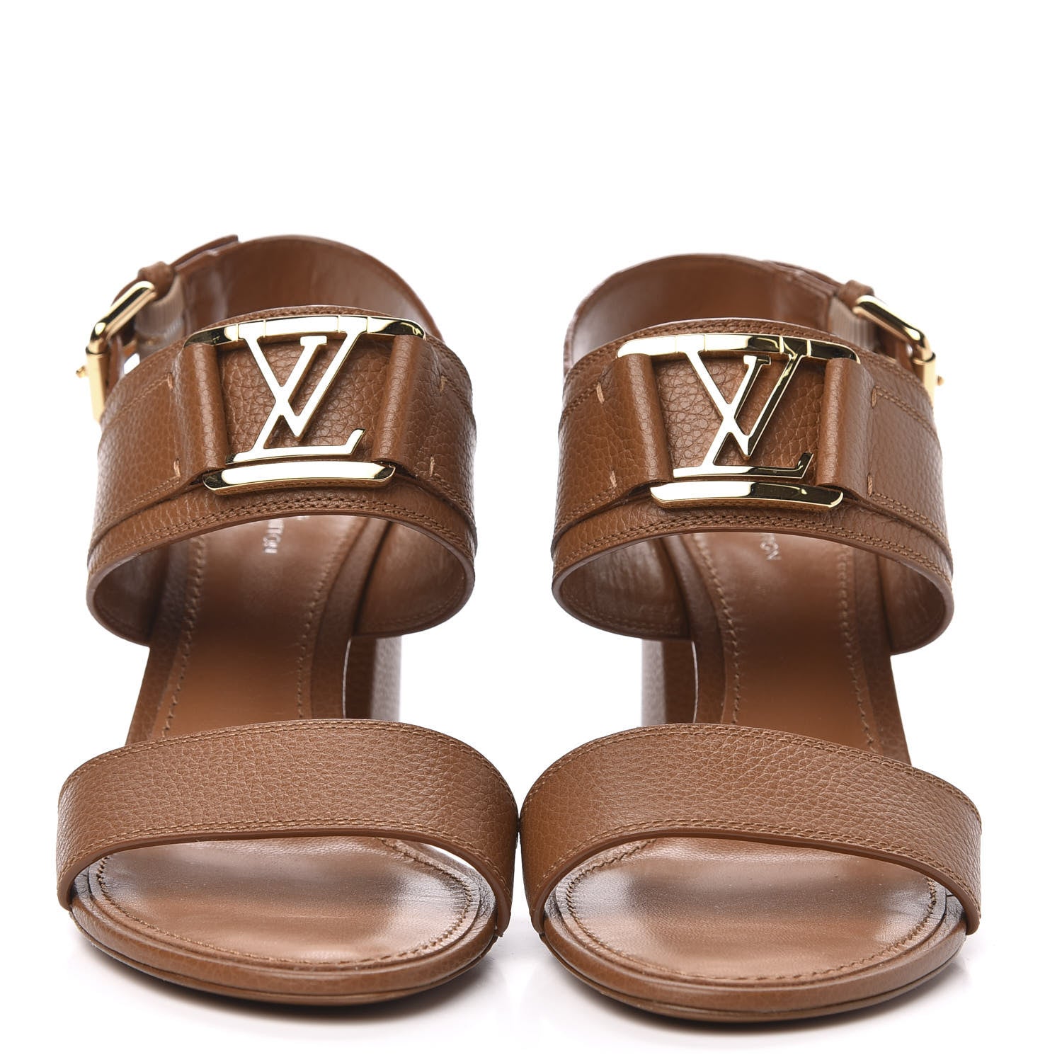Louis Vuitton Grained Calfskin Horizon Sandals 37 Cognac Brown 2 of 9