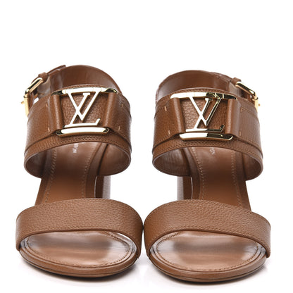 Louis Vuitton Grained Calfskin Horizon Sandals 37 Cognac Brown 2 of 9