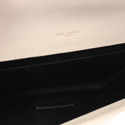 Saint Laurent Grain De Poudre Textured Mixed Matelasse Triquilt Monogram Clutch Crema Soft 5 of 10