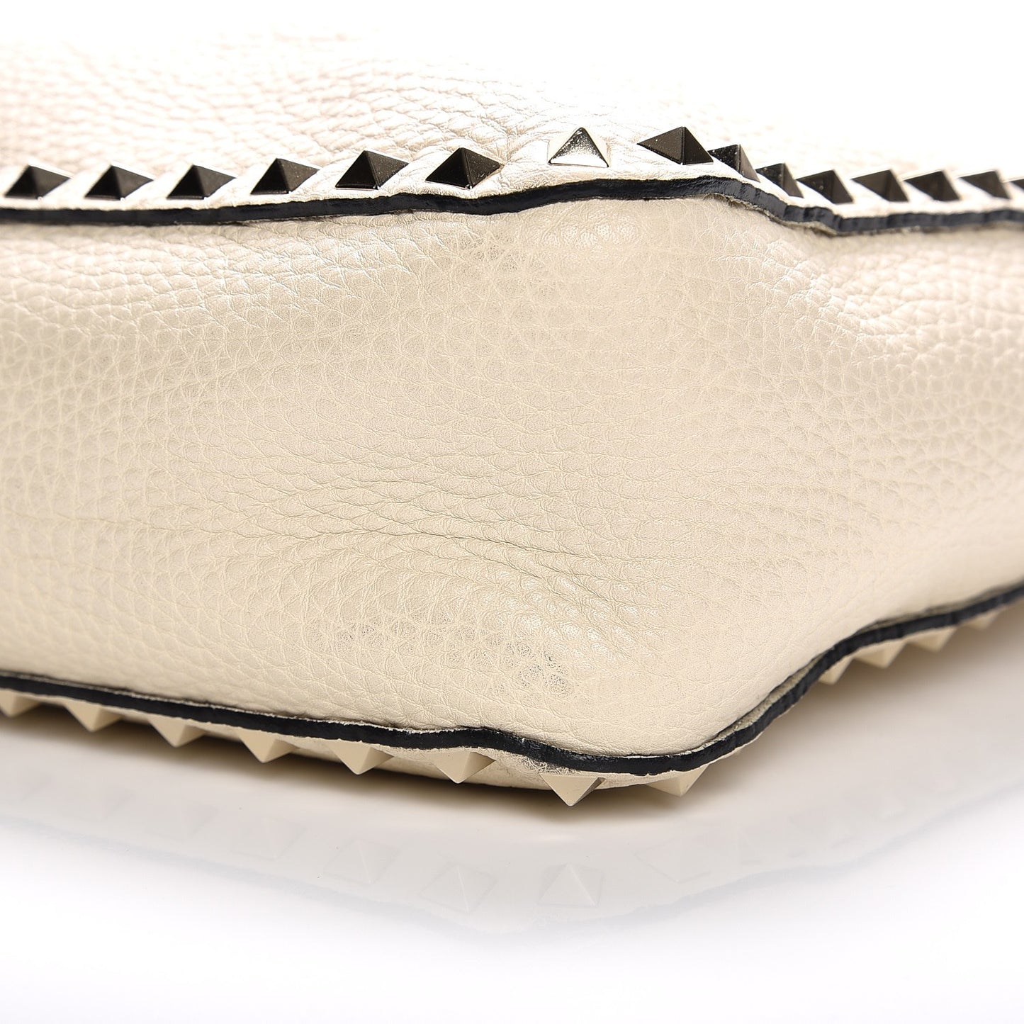 Pebbled Calfskin Small Rockstud Flip-Lock Messenger Bag Light Ivory