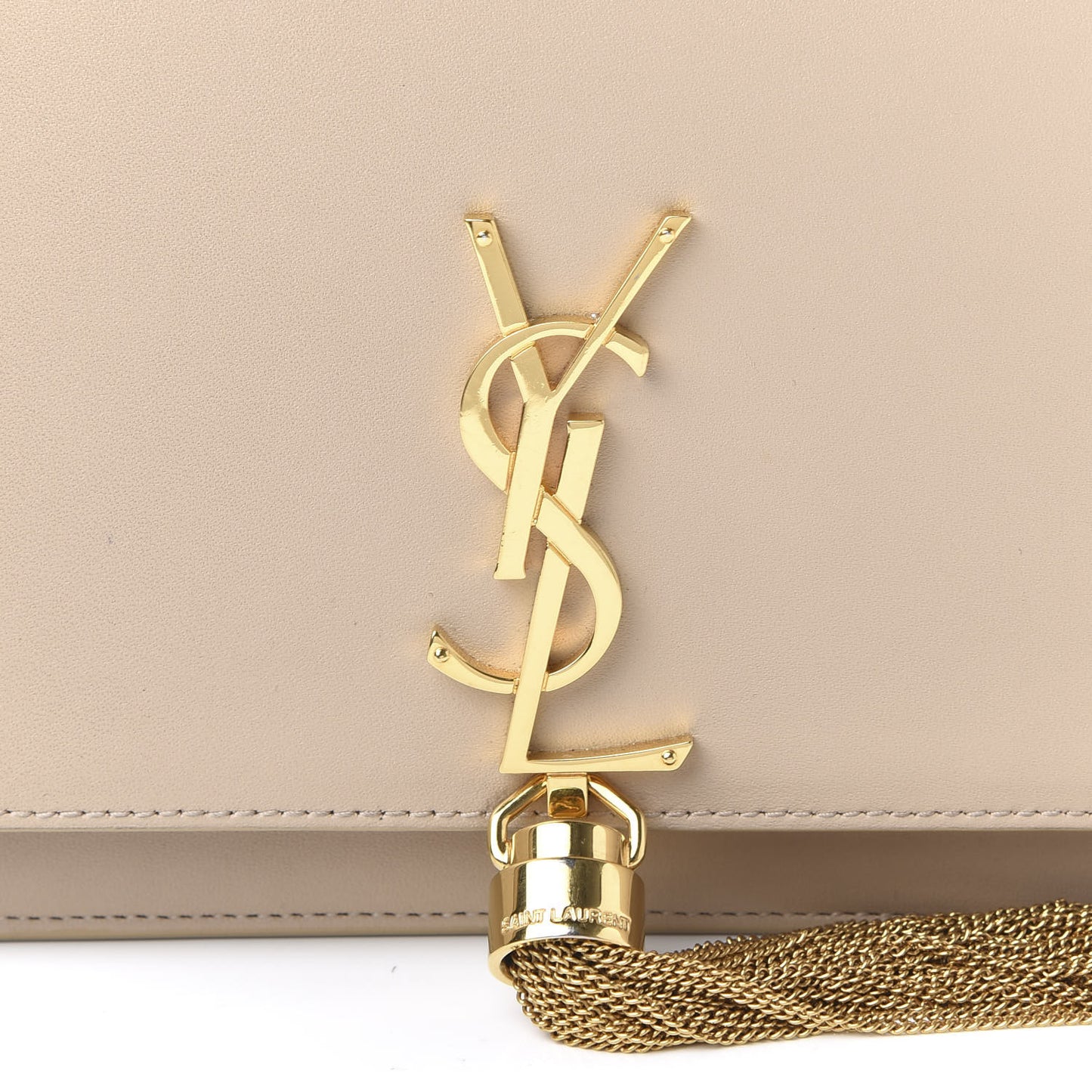 Smooth Calfskin Classic Monogram Kate Tassel Chain Wallet Nude Powder