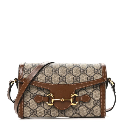 Gucci GG Supreme Monogram Mini Horsebit 1955 Shoulder Bag Beige Brown Sugar 1 of 10
