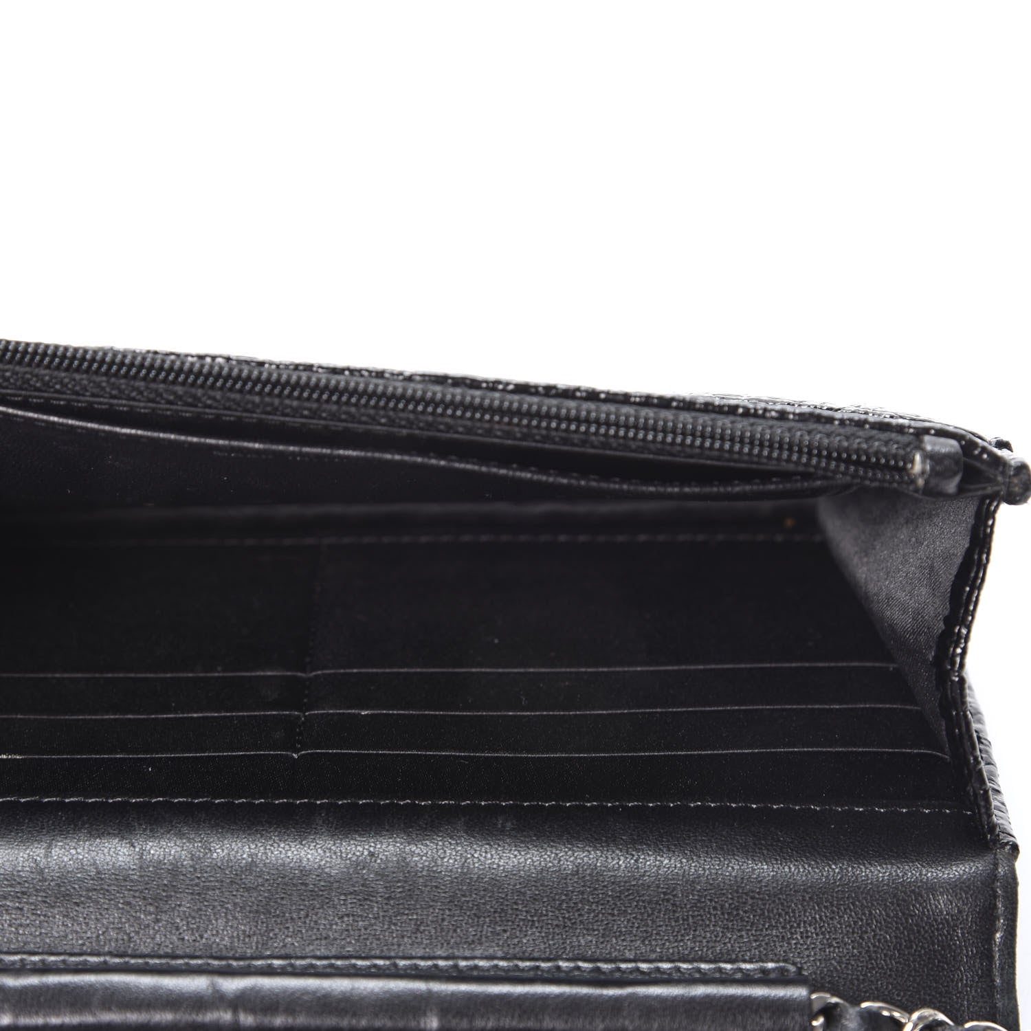Chanel Distressed Patent Calfskin Quilted Wallet on Chain WOC Black 4 of 11