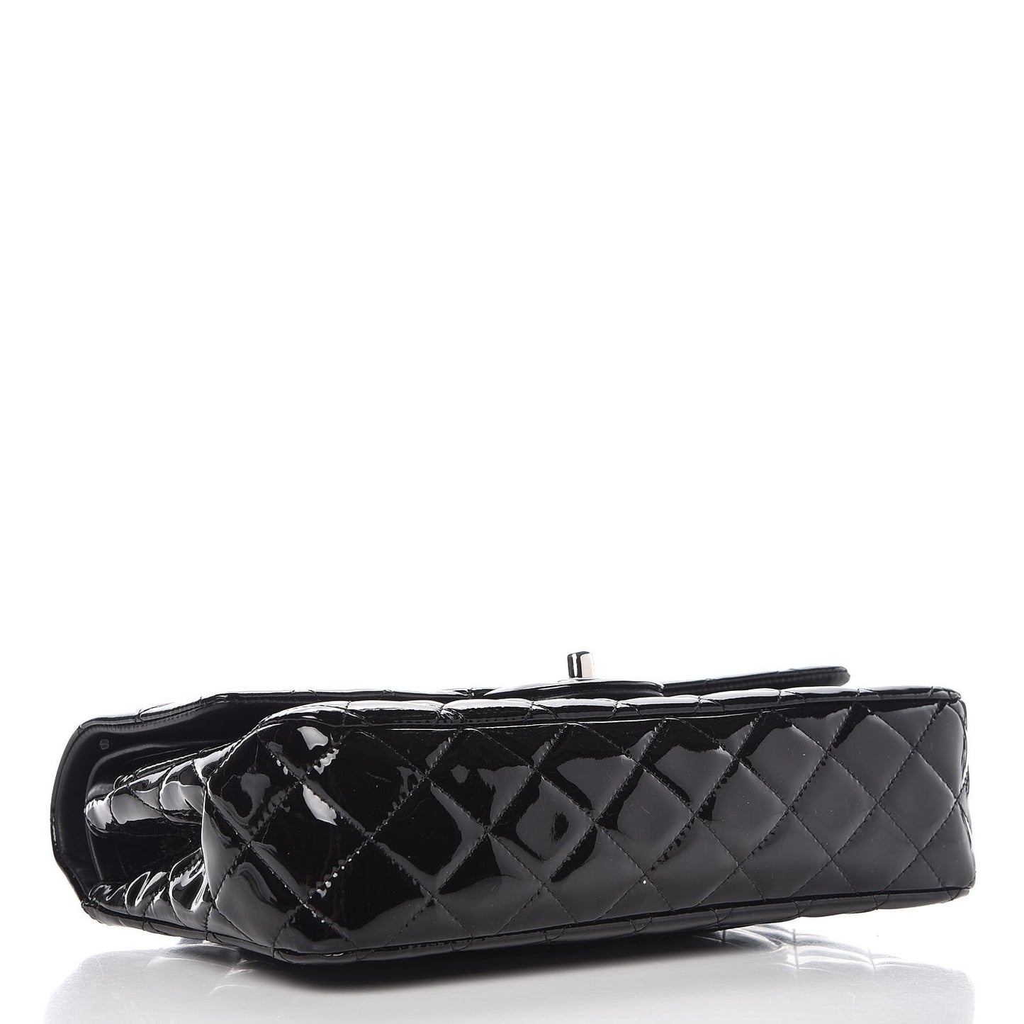 Patent Quilted Medium Double Flap Black