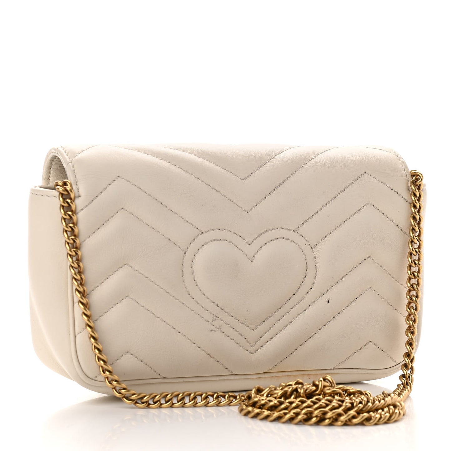 Calfskin Matelasse Super Mini GG Marmont Shoulder Bag White
