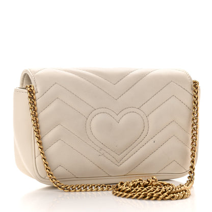 Gucci Calfskin Matelasse Super Mini GG Marmont Shoulder Bag White 3 of 12