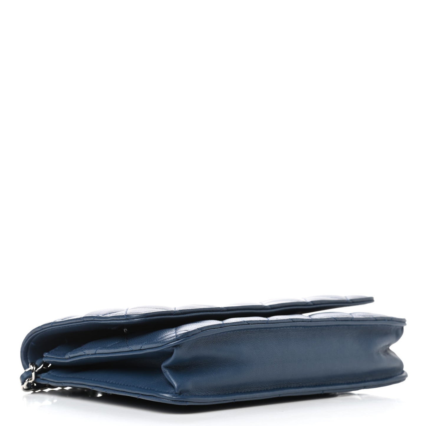 Lambskin Quilted Wallet On Chain WOC Blue