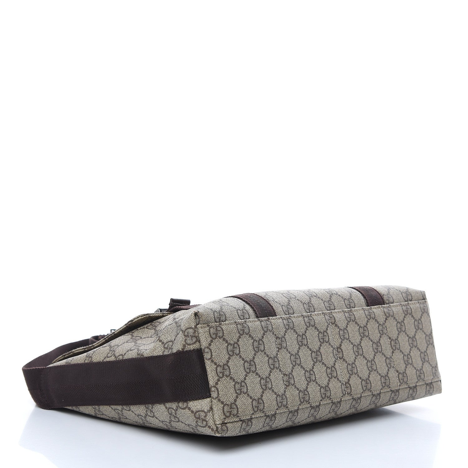 Gucci GG Plus Monogram Large Double Buckle Flap Messenger Bag Beige Dark Brown 4 of 9
