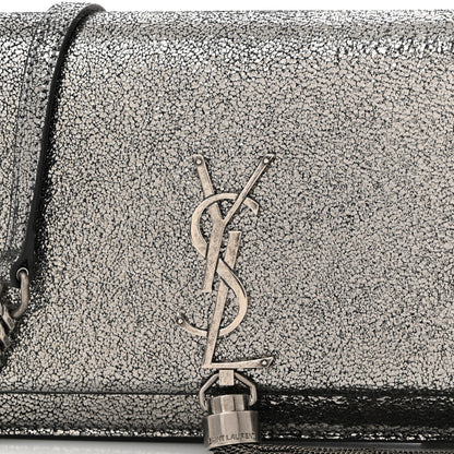 Saint Laurent Metallic Calfskin Classic Monogram Kate Tassel Chain Wallet Gun Metal 8 of 10