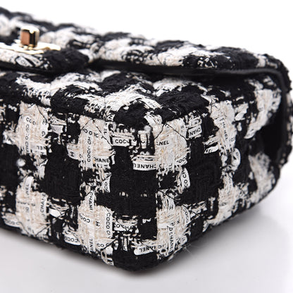 Chanel Tweed Quilted Mini Rectangular Flap Black Ecru White 10 of 12