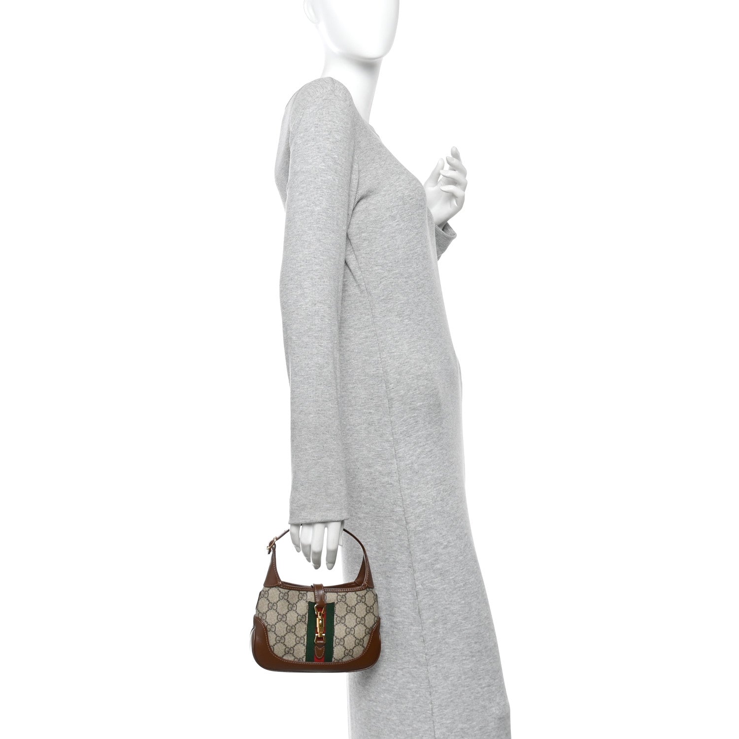 Gucci GG Supreme Monogram Azalea Calfskin Web Mini Jackie 1961 Hobo Beige Ebony Brown Sugar 2 of 10