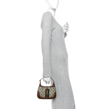 Gucci GG Supreme Monogram Azalea Calfskin Web Mini Jackie 1961 Hobo Beige Ebony Brown Sugar 2 of 10