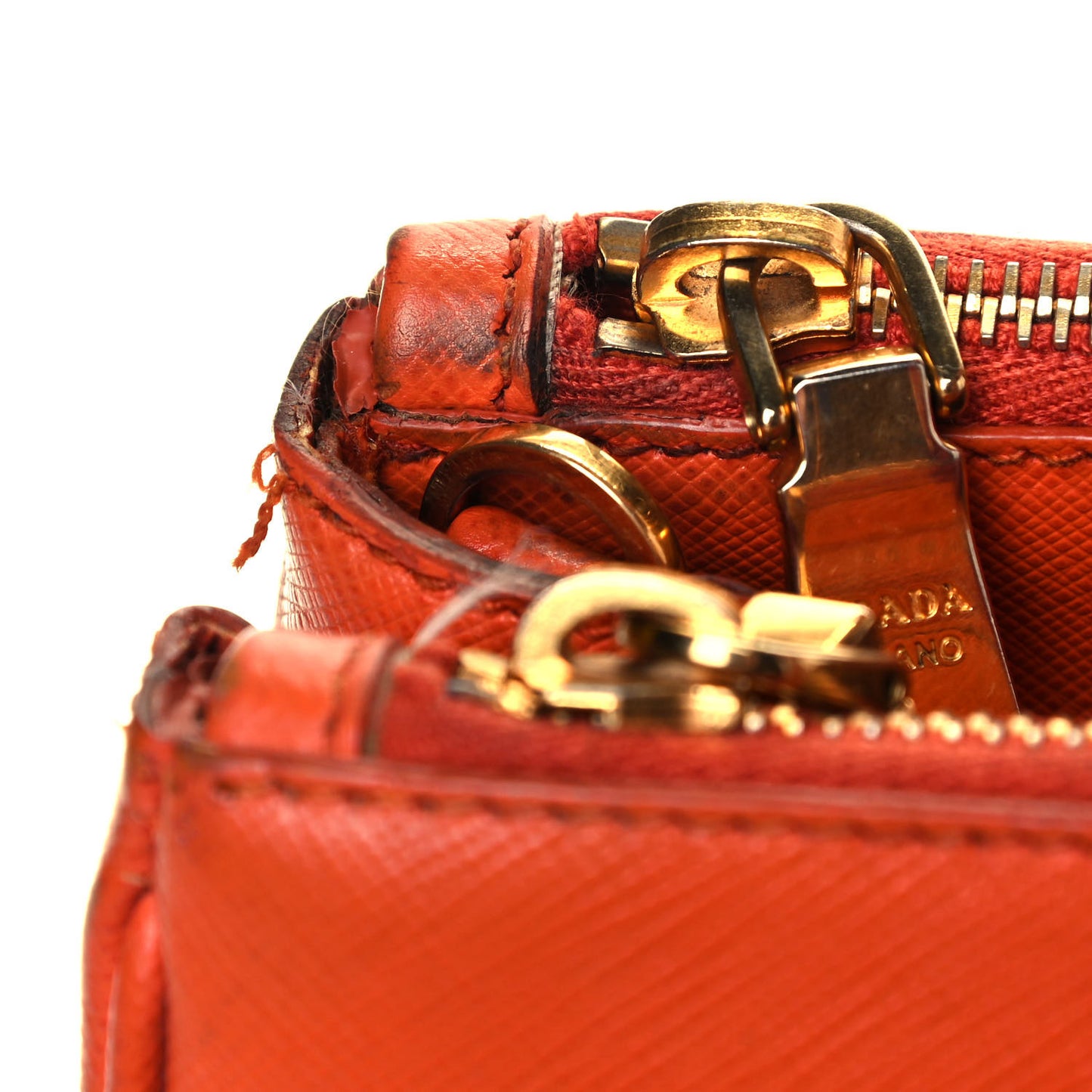 Saffiano Lux Medium Double Zip Tote Papaya