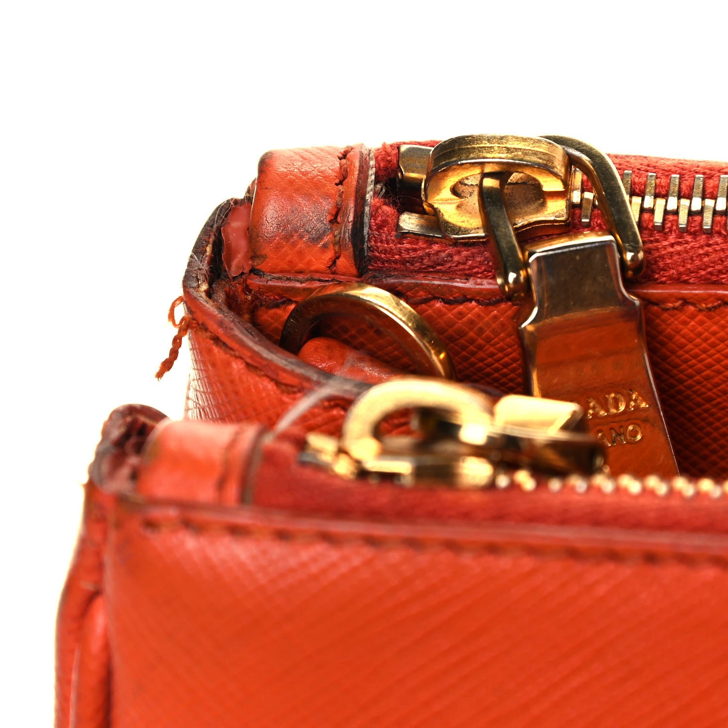 Prada Saffiano Lux Medium Double Zip Tote Papaya 12 of 16