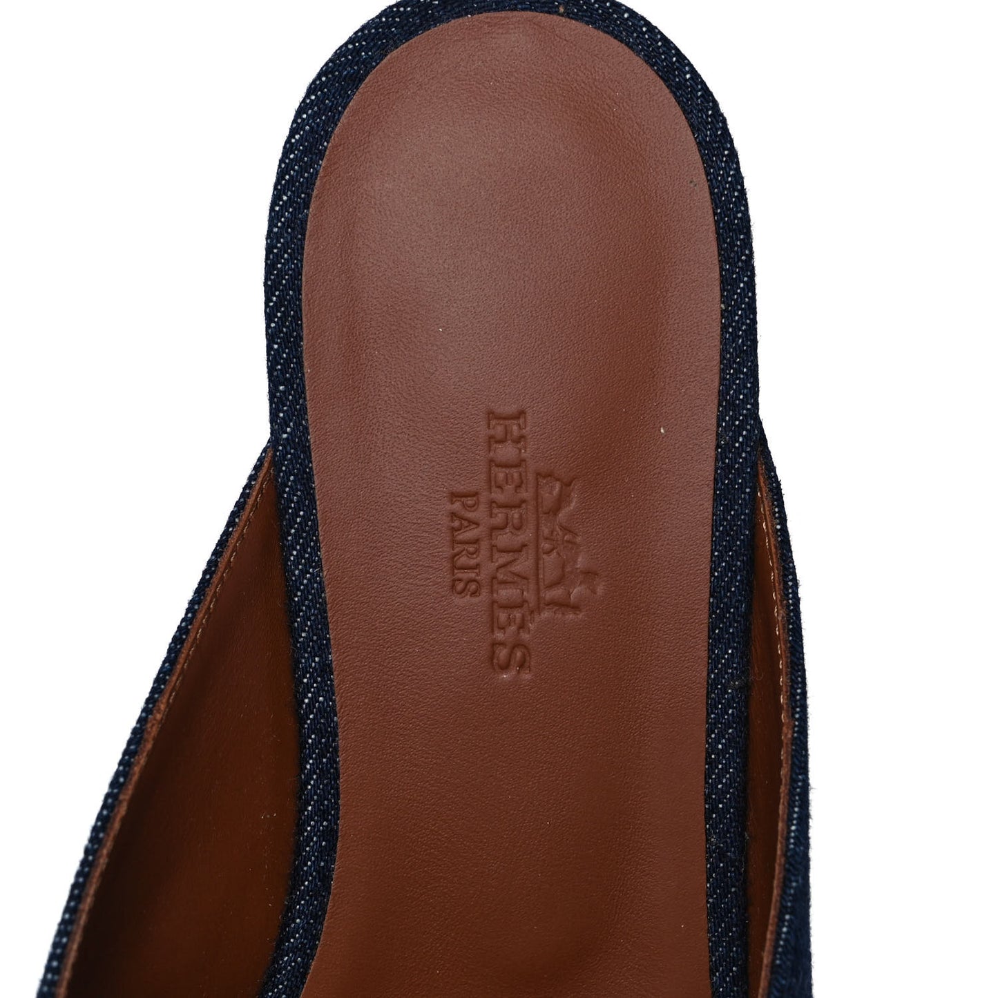 Calfskin Denim Oz Mules 37 Bleu Brut Gold