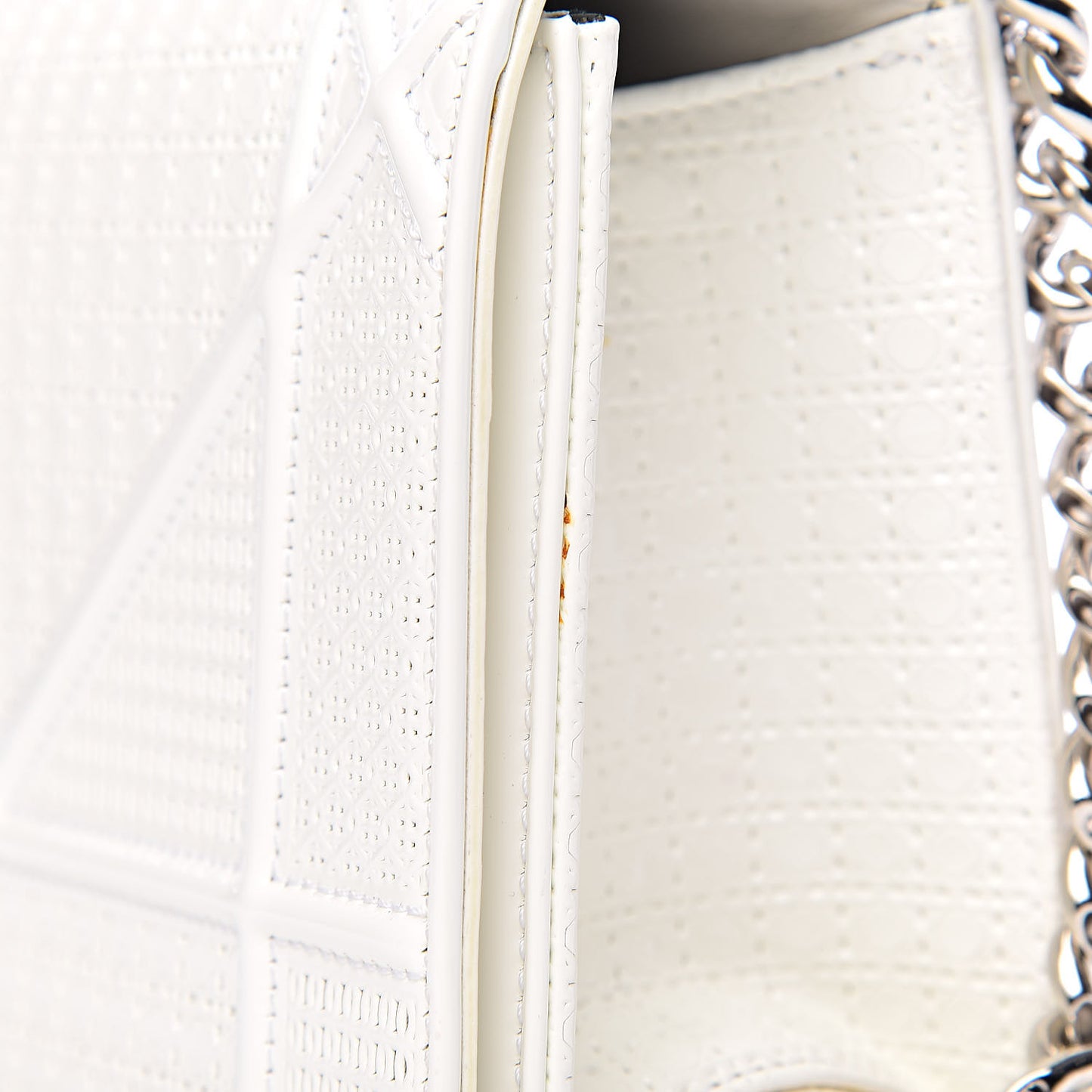 Patent Micro-Cannage Small Diorama Flap Bag White