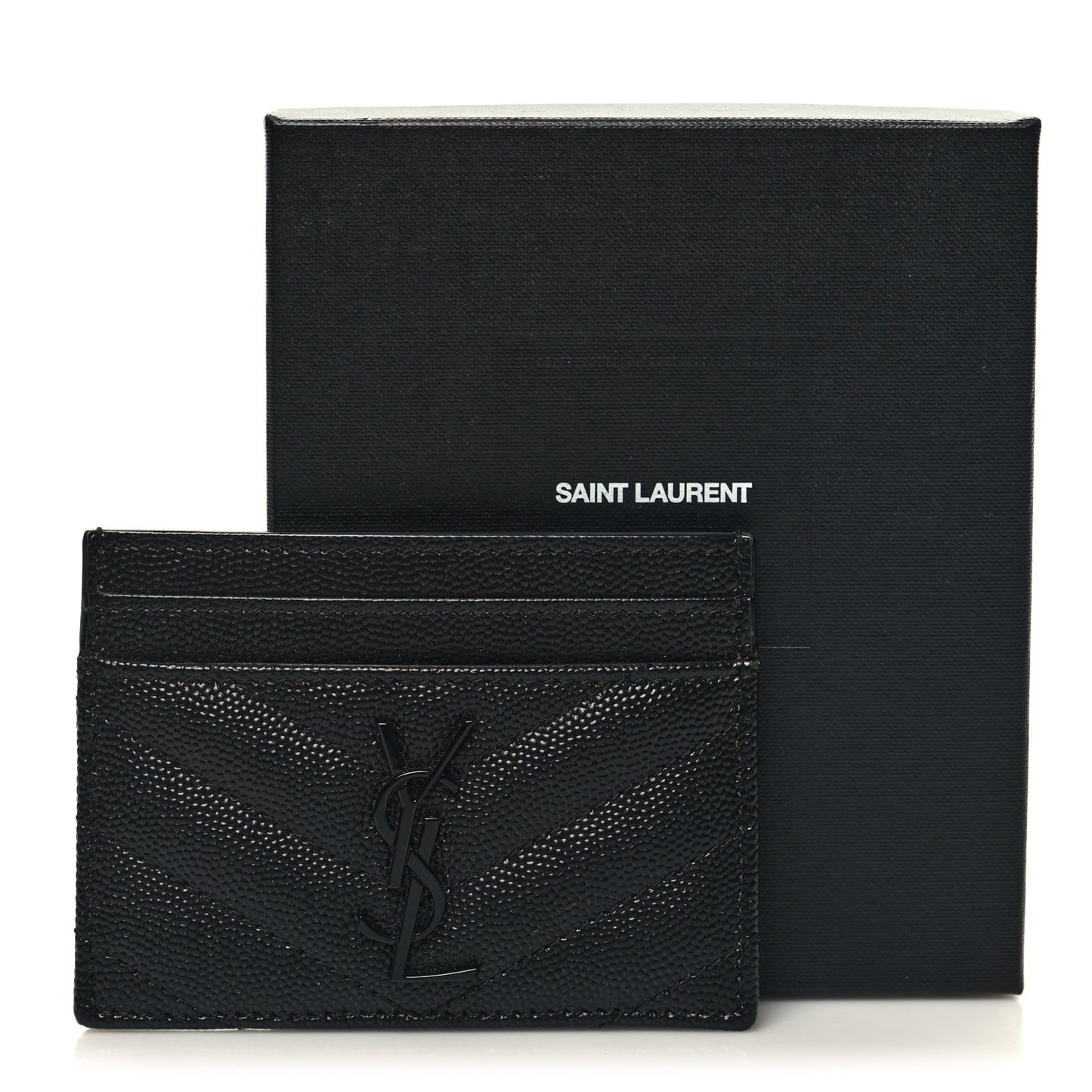 Grain De Poudre Matelasse Chevron Monochrome Monogram Credit Card Case Black