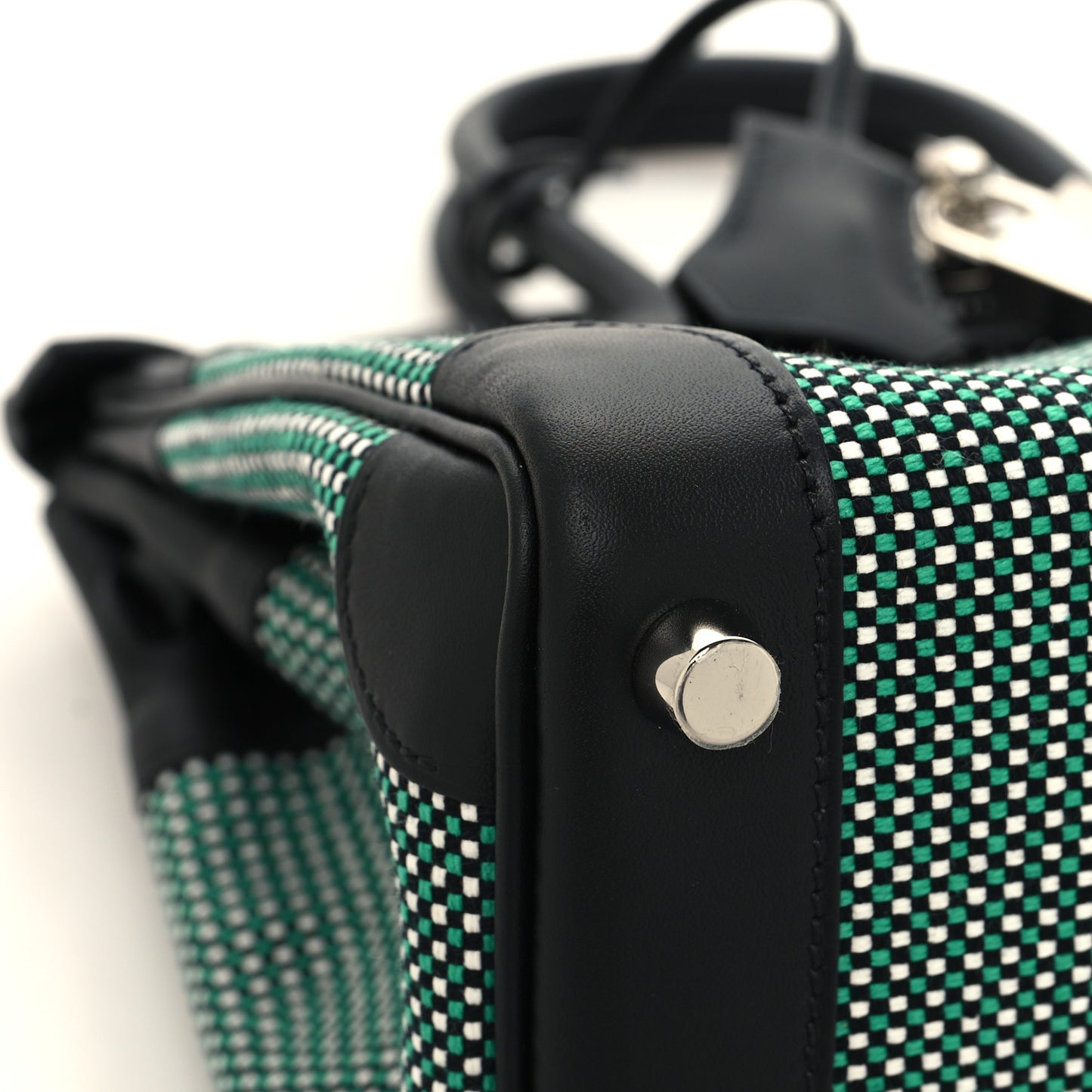 Toile Quadrille Swift Birkin 25 Black Menthe