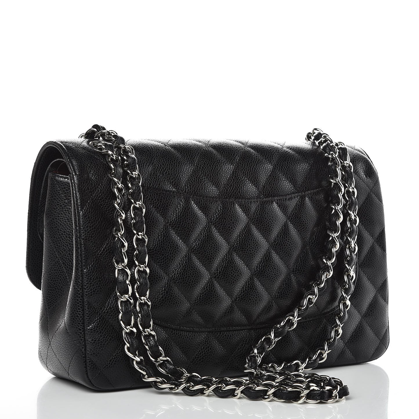 Caviar Quilted Jumbo Double Flap Black