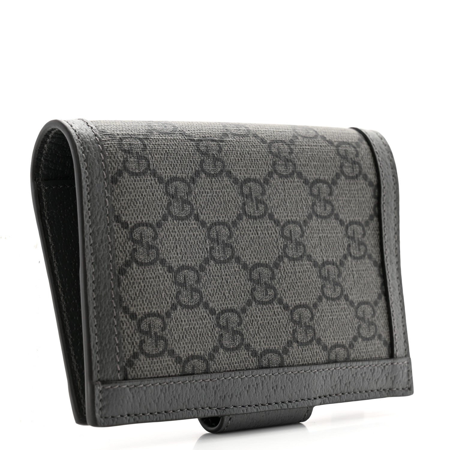 Gucci GG Supreme Monogram Textured Dollar Calfskin Web Ophidia Passport Case Grey 3 of 8